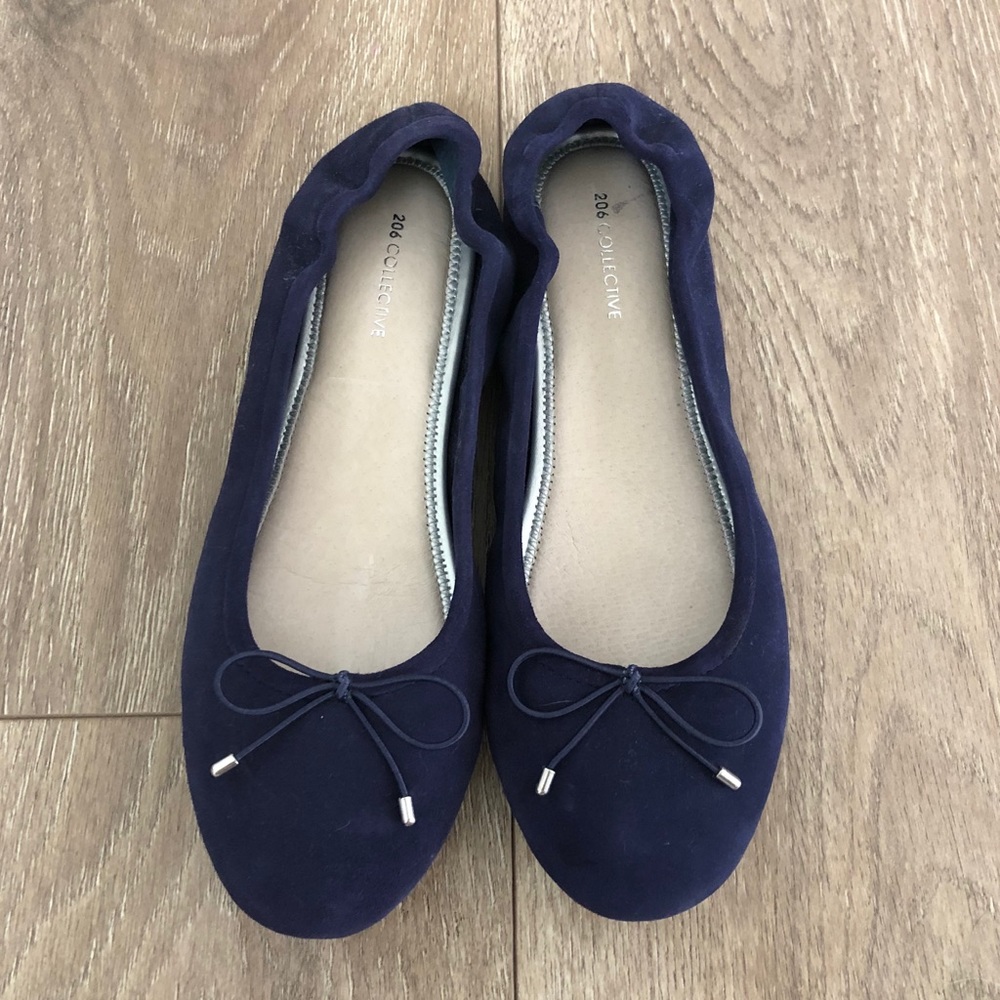 Navy suede ballet flats